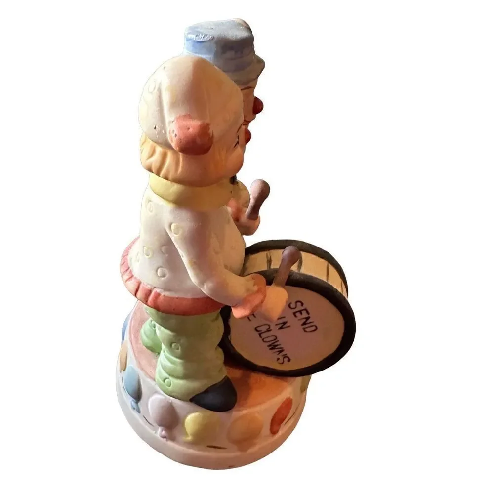 Vintage 1970s ALBERT E PRICE Porcelain Clown Music Box Send in the Clowns Works